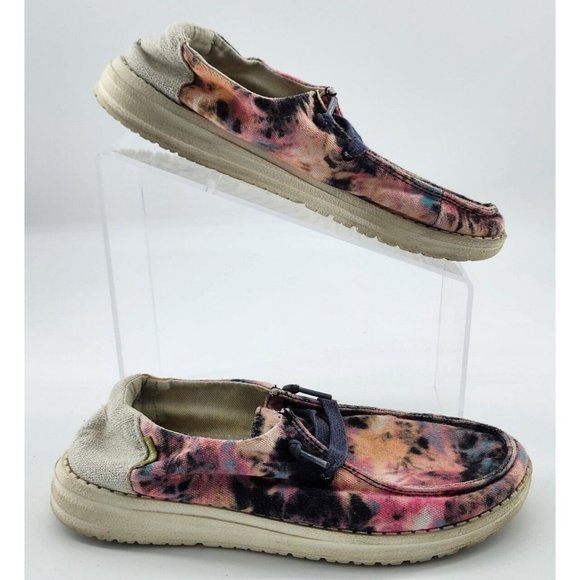 Hey Dude Women's Wendy Tie Dye Navy Pink Casual Beach Slip On Sneakers Size 5 - Picture 1 of 10